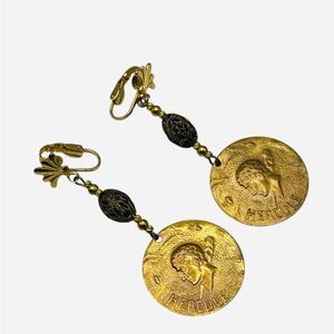 Vintage Hattie Carnegie Ancient Coin Clip Earrings